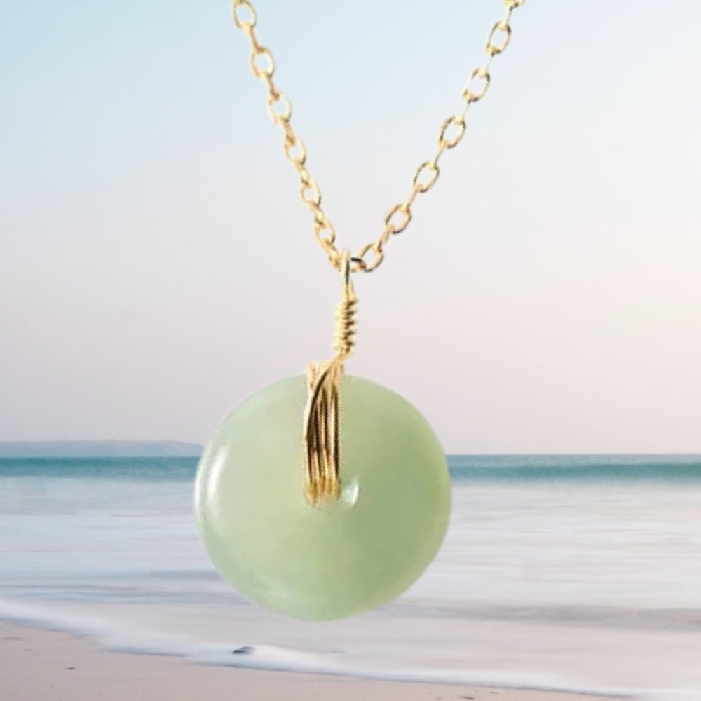 24 HRS SALE ONLY - Green Jade 14kt Gold Real Sterling Silver Necklace
